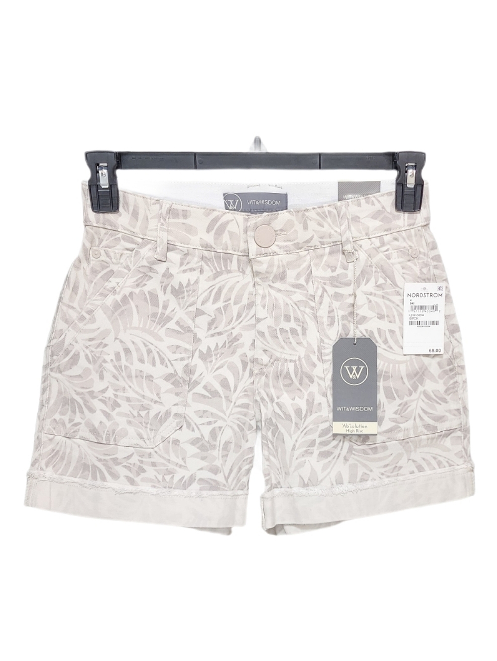 Wit & Wisdom Leaf Print Pacth Pockets 4.5" Twill Shorts High Rise Ab Solution 4 - Picture 6 of 9
